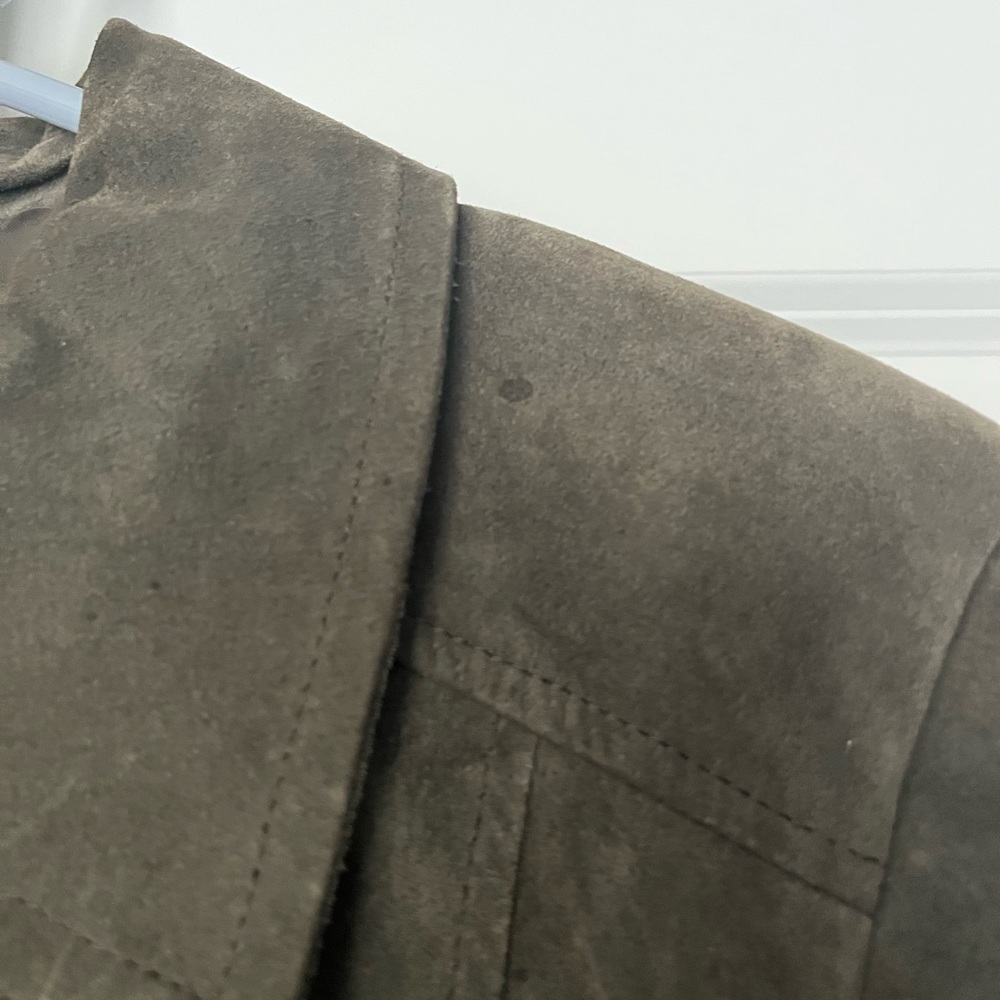 Beautiful khaki suede jacket from Loft.  Small waters stains